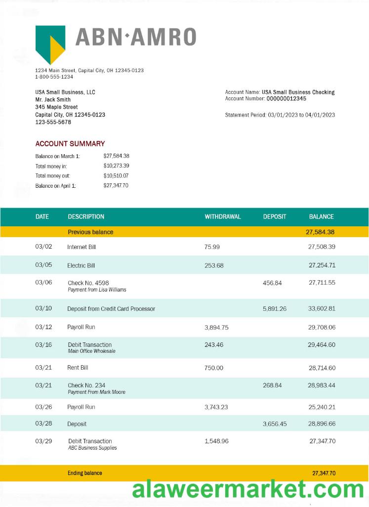 ABN AMRO Bank bank statement